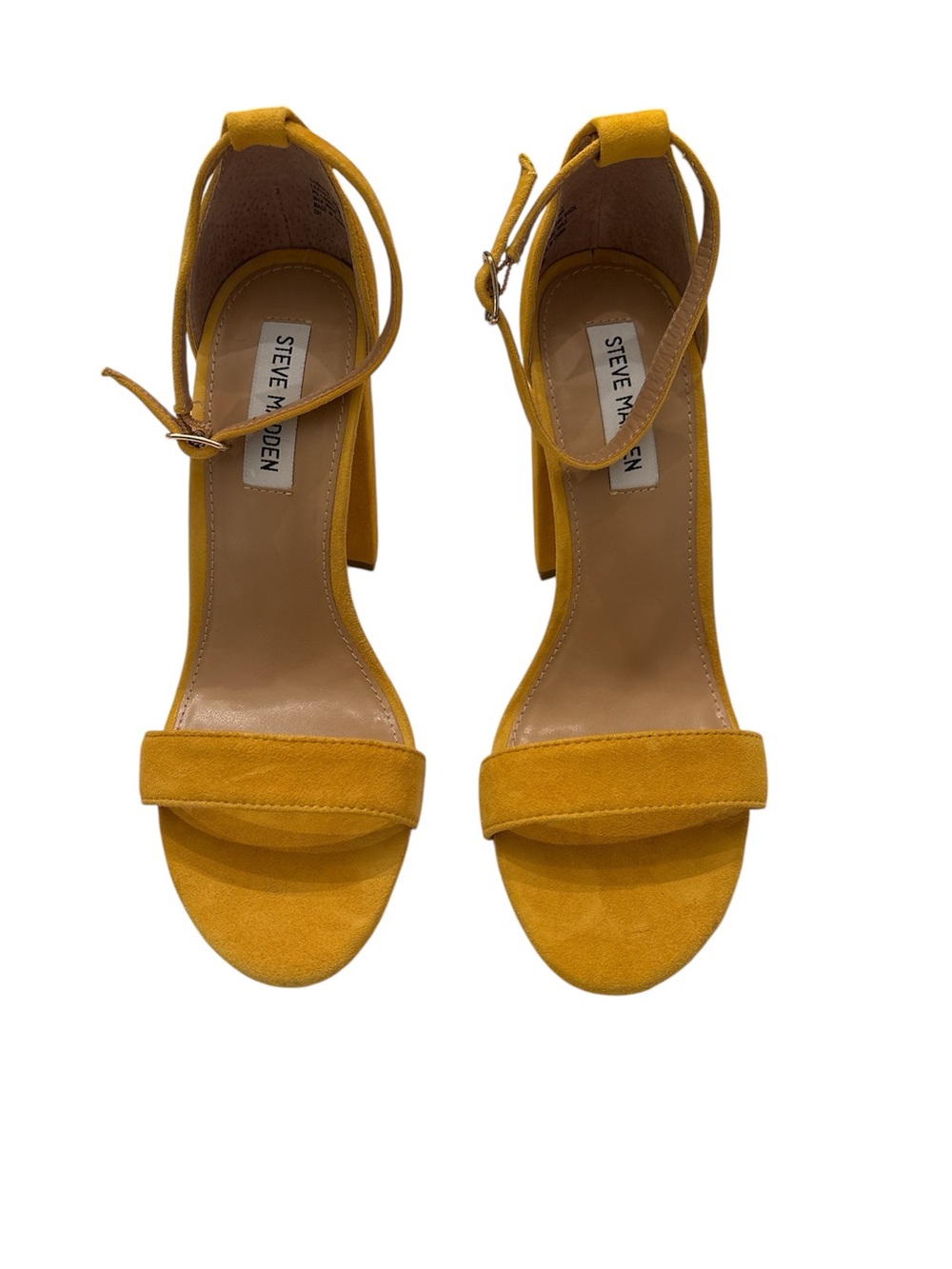Steve Madden Yellow Suede Ankle-Strap Block Heels